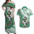 South Sydney Rabbitohs NAIDOC Week 2026 Couples Matching Off Shoulder Maxi Dress and Hawaiian Shirt First Nations of Australia Aboriginal Mascot Rugby