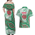 South Sydney Rabbitohs NAIDOC Week 2026 Couples Matching Off Shoulder Maxi Dress and Hawaiian Shirt First Nations of Australia Aboriginal Mascot Rugby