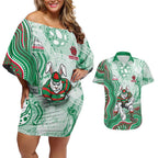 South Sydney Rabbitohs NAIDOC Week 2026 Couples Matching Off Shoulder Short Dress and Hawaiian Shirt First Nations of Australia Aboriginal Mascot Rugby