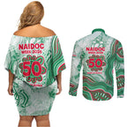 South Sydney Rabbitohs NAIDOC Week 2026 Couples Matching Off Shoulder Short Dress and Long Sleeve Button Shirt First Nations of Australia Aboriginal Mascot Rugby