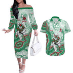 South Sydney Rabbitohs NAIDOC Week 2026 Couples Matching Off The Shoulder Long Sleeve Dress and Hawaiian Shirt First Nations of Australia Aboriginal Mascot Rugby