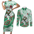 South Sydney Rabbitohs NAIDOC Week 2026 Couples Matching Short Sleeve Bodycon Dress and Long Sleeve Button Shirt First Nations of Australia Aboriginal Mascot Rugby