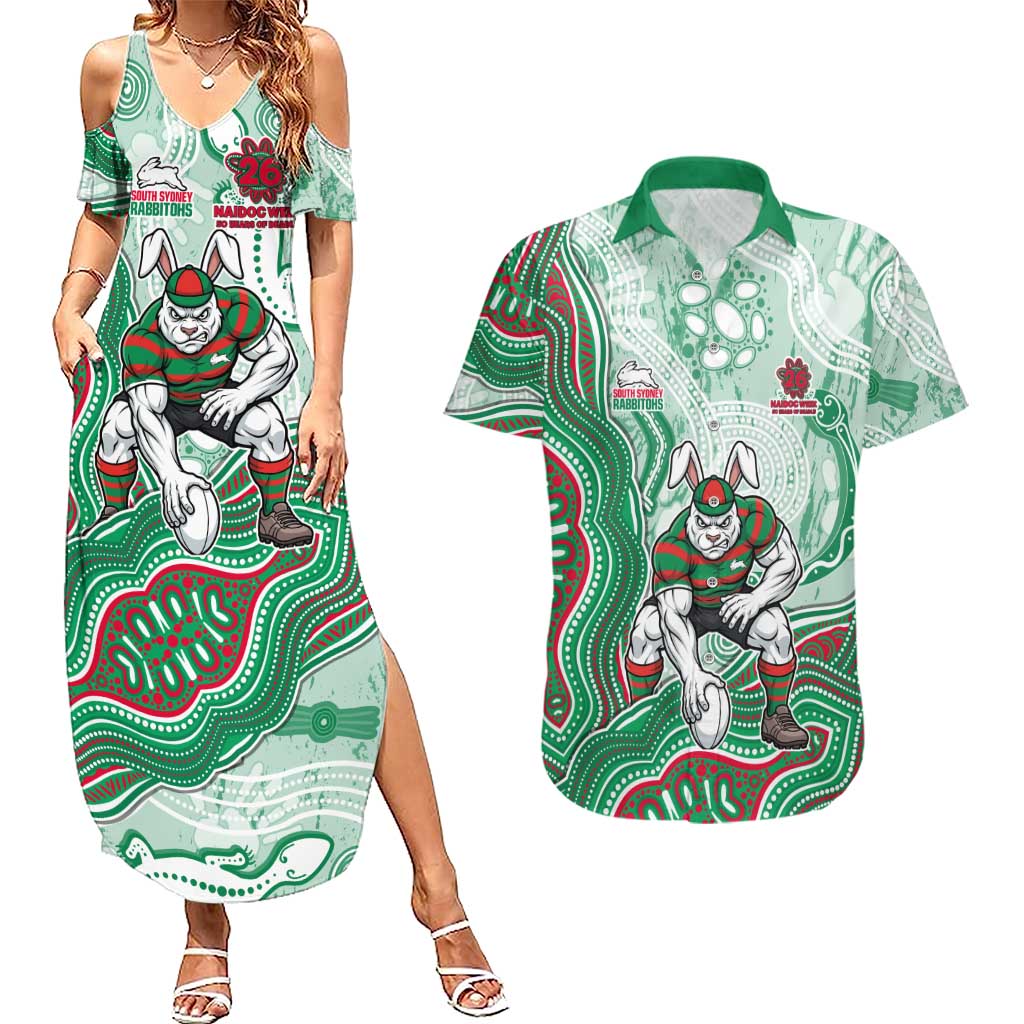 South Sydney Rabbitohs NAIDOC Week 2026 Couples Matching Summer Maxi Dress and Hawaiian Shirt First Nations of Australia Aboriginal Mascot Rugby