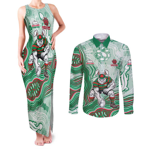 South Sydney Rabbitohs NAIDOC Week 2026 Couples Matching Tank Maxi Dress and Long Sleeve Button Shirt First Nations of Australia Aboriginal Mascot Rugby