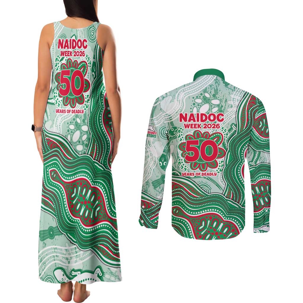 South Sydney Rabbitohs NAIDOC Week 2026 Couples Matching Tank Maxi Dress and Long Sleeve Button Shirt First Nations of Australia Aboriginal Mascot Rugby