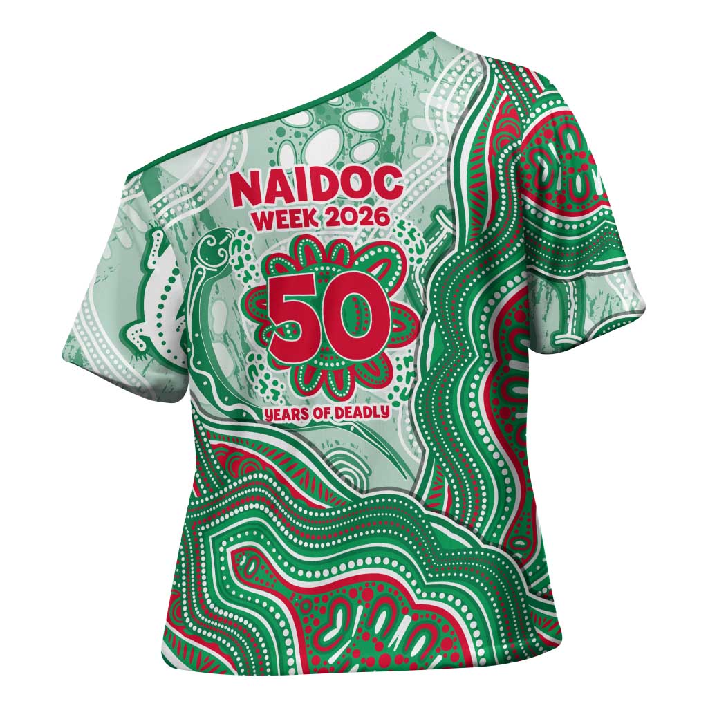 South Sydney Rabbitohs NAIDOC Week 2026 Cross Shoulder Shirt First Nations of Australia Aboriginal Mascot Rugby