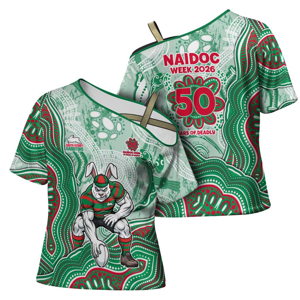 South Sydney Rabbitohs NAIDOC Week 2026 Cross Shoulder Shirt First Nations of Australia Aboriginal Mascot Rugby