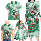 South Sydney Rabbitohs NAIDOC Week 2026 Family Matching Long Sleeve Bodycon Dress and Hawaiian Shirt First Nations of Australia Aboriginal Mascot Rugby