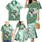 South Sydney Rabbitohs NAIDOC Week 2026 Family Matching Mermaid Dress and Hawaiian Shirt First Nations of Australia Aboriginal Mascot Rugby