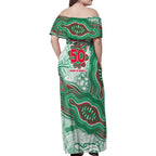 South Sydney Rabbitohs NAIDOC Week 2026 Family Matching Off Shoulder Maxi Dress and Hawaiian Shirt First Nations of Australia Aboriginal Mascot Rugby