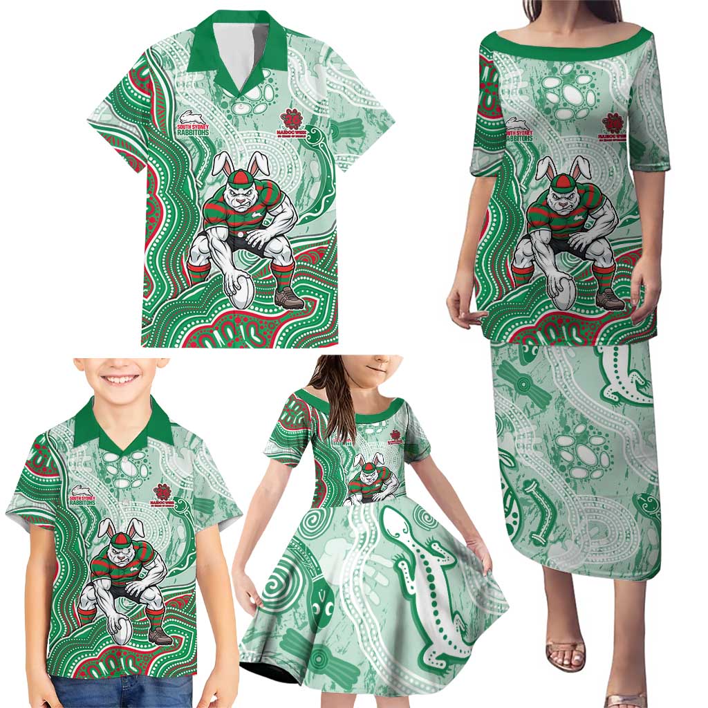 South Sydney Rabbitohs NAIDOC Week 2026 Family Matching Puletasi and Hawaiian Shirt First Nations of Australia Aboriginal Mascot Rugby
