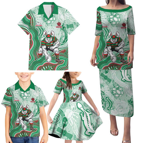 South Sydney Rabbitohs NAIDOC Week 2026 Family Matching Puletasi and Hawaiian Shirt First Nations of Australia Aboriginal Mascot Rugby