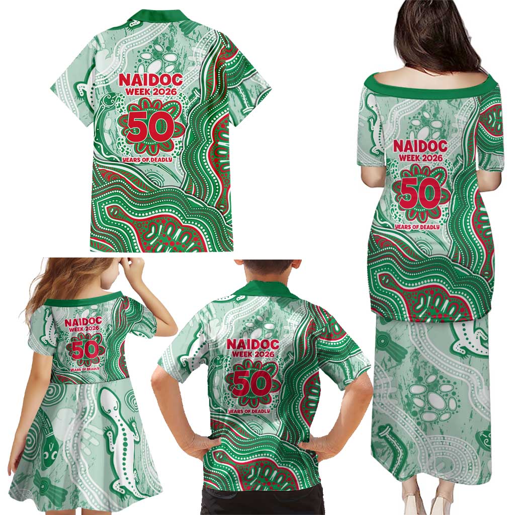South Sydney Rabbitohs NAIDOC Week 2026 Family Matching Puletasi and Hawaiian Shirt First Nations of Australia Aboriginal Mascot Rugby