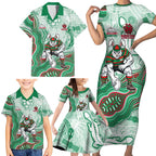 South Sydney Rabbitohs NAIDOC Week 2026 Family Matching Short Sleeve Bodycon Dress and Hawaiian Shirt First Nations of Australia Aboriginal Mascot Rugby