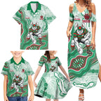 South Sydney Rabbitohs NAIDOC Week 2026 Family Matching Summer Maxi Dress and Hawaiian Shirt First Nations of Australia Aboriginal Mascot Rugby