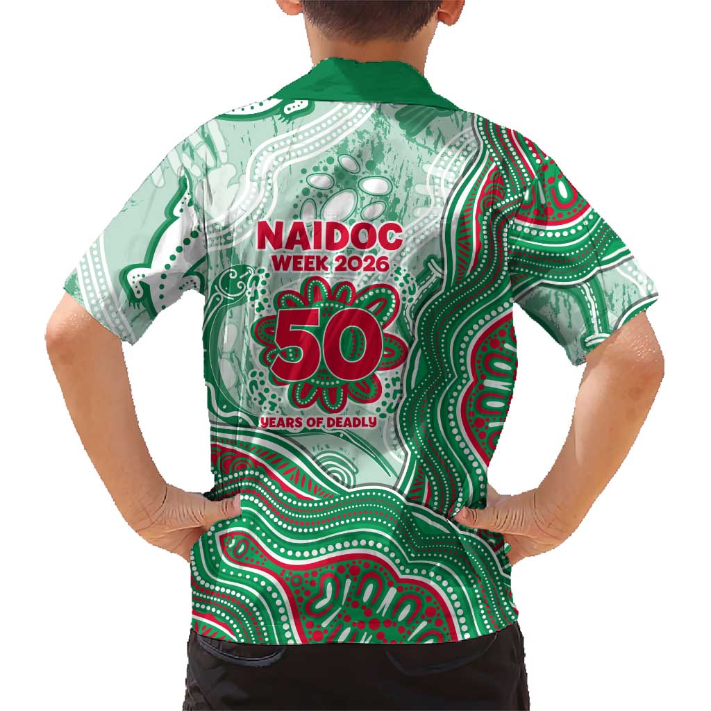 South Sydney Rabbitohs NAIDOC Week 2026 Family Matching Summer Maxi Dress and Hawaiian Shirt First Nations of Australia Aboriginal Mascot Rugby