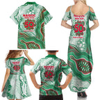 South Sydney Rabbitohs NAIDOC Week 2026 Family Matching Summer Maxi Dress and Hawaiian Shirt First Nations of Australia Aboriginal Mascot Rugby
