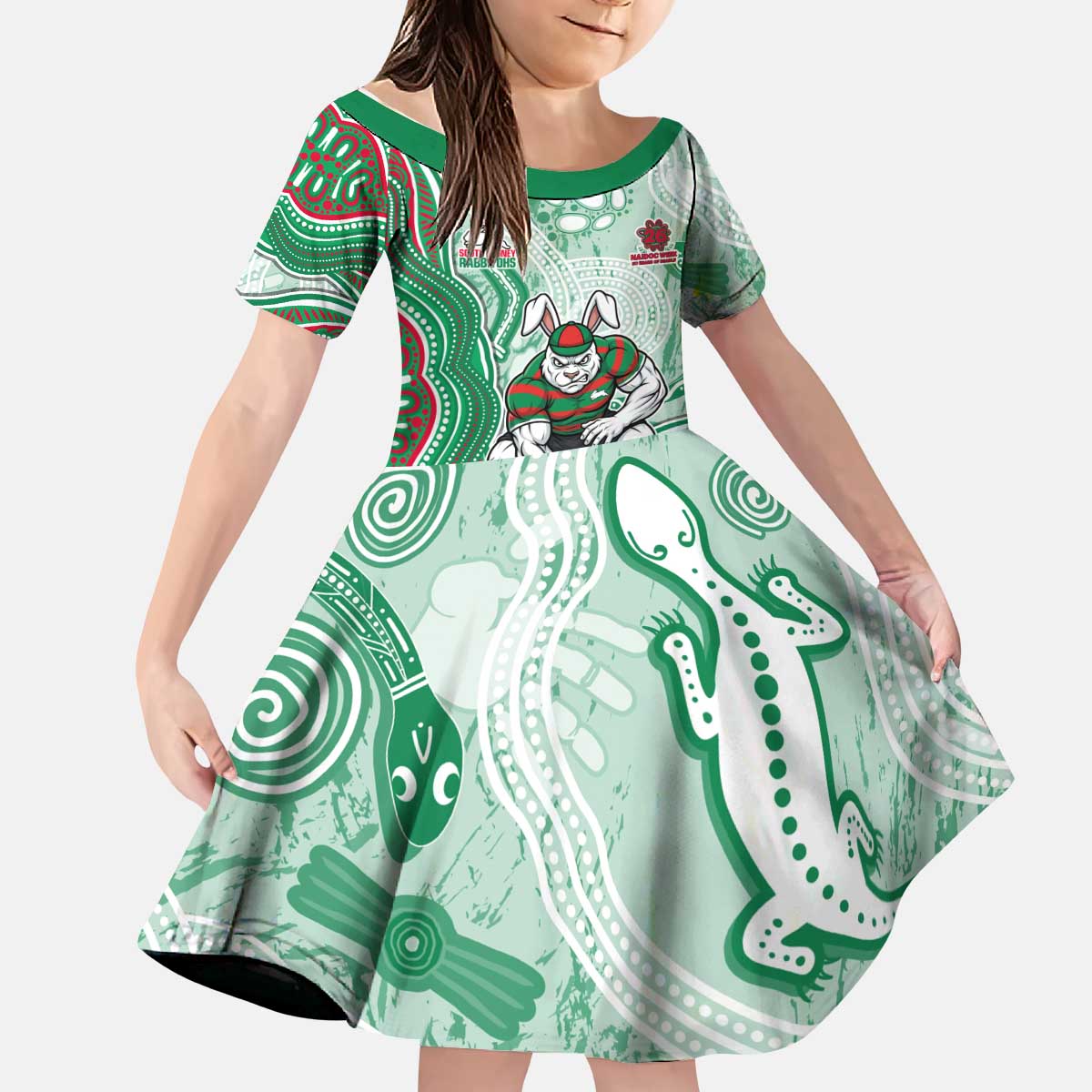 South Sydney Rabbitohs NAIDOC Week 2026 Kid Short Sleeve Dress First Nations of Australia Aboriginal Mascot Rugby