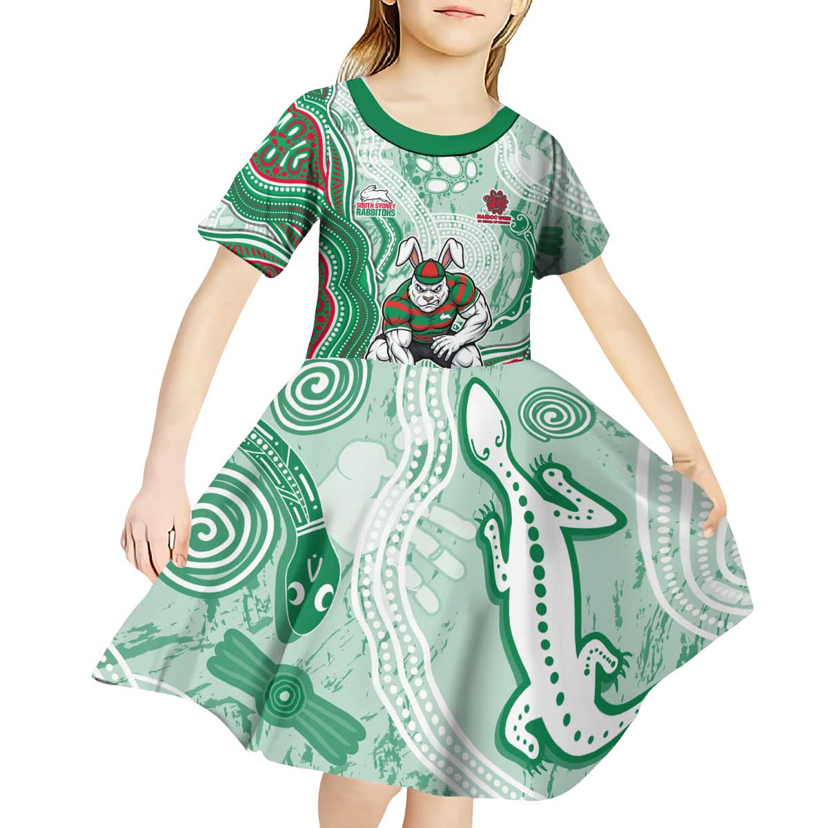 South Sydney Rabbitohs NAIDOC Week 2026 Kid Short Sleeve Dress First Nations of Australia Aboriginal Mascot Rugby
