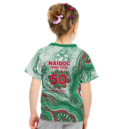 South Sydney Rabbitohs NAIDOC Week 2026 Kid T Shirt First Nations of Australia Aboriginal Mascot Rugby
