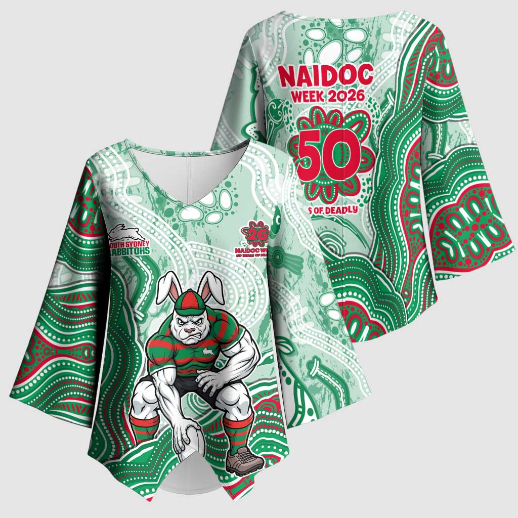 South Sydney Rabbitohs NAIDOC Week 2026 Kimono Sleeve Blouse First Nations of Australia Aboriginal Mascot Rugby