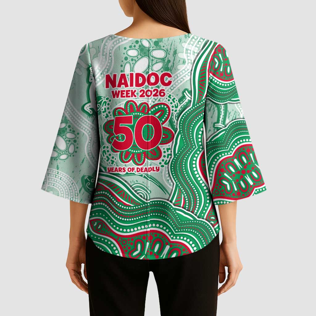 South Sydney Rabbitohs NAIDOC Week 2026 Kimono Sleeve Blouse First Nations of Australia Aboriginal Mascot Rugby