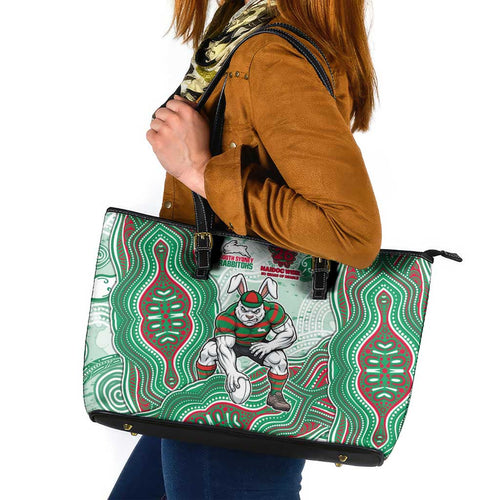 South Sydney Rabbitohs NAIDOC Week 2026 Leather Tote Bag First Nations of Australia Aboriginal Mascot Rugby
