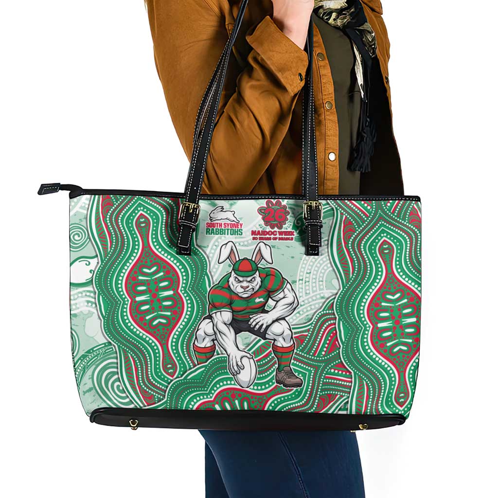 South Sydney Rabbitohs NAIDOC Week 2026 Leather Tote Bag First Nations of Australia Aboriginal Mascot Rugby