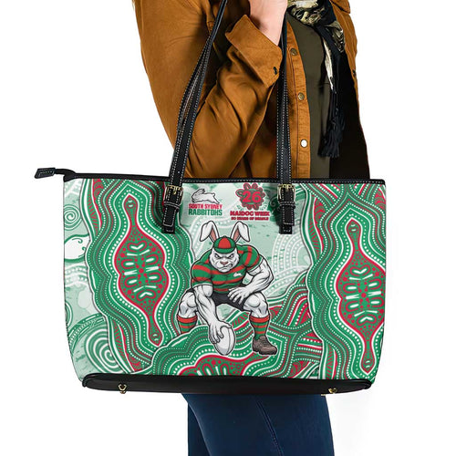 South Sydney Rabbitohs NAIDOC Week 2026 Leather Tote Bag First Nations of Australia Aboriginal Mascot Rugby