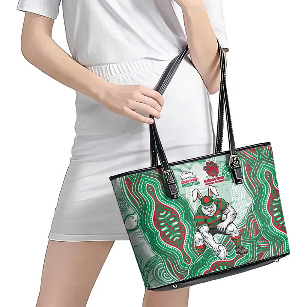 South Sydney Rabbitohs NAIDOC Week 2026 Leather Tote Bag First Nations of Australia Aboriginal Mascot Rugby
