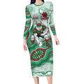 South Sydney Rabbitohs NAIDOC Week 2026 Long Sleeve Bodycon Dress First Nations of Australia Aboriginal Mascot Rugby