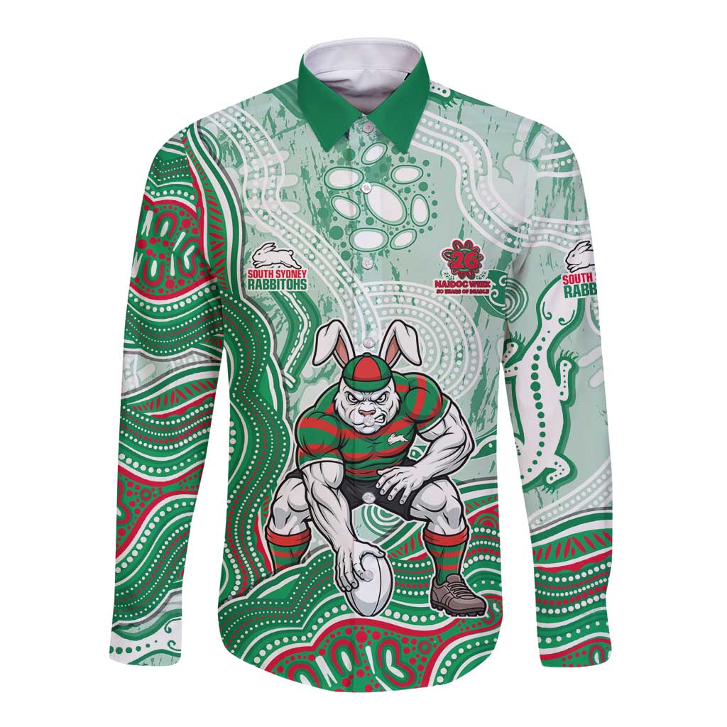 South Sydney Rabbitohs NAIDOC Week 2026 Long Sleeve Button Shirt First Nations of Australia Aboriginal Mascot Rugby