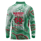 South Sydney Rabbitohs NAIDOC Week 2026 Long Sleeve Polo Shirt First Nations of Australia Aboriginal Mascot Rugby