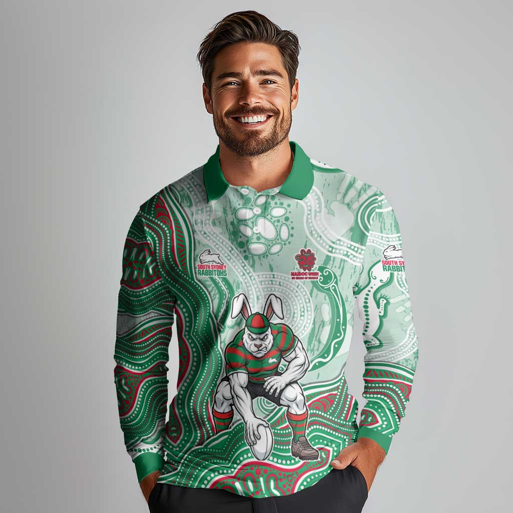 South Sydney Rabbitohs NAIDOC Week 2026 Long Sleeve Polo Shirt First Nations of Australia Aboriginal Mascot Rugby