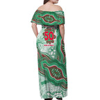 South Sydney Rabbitohs NAIDOC Week 2026 Off Shoulder Maxi Dress First Nations of Australia Aboriginal Mascot Rugby