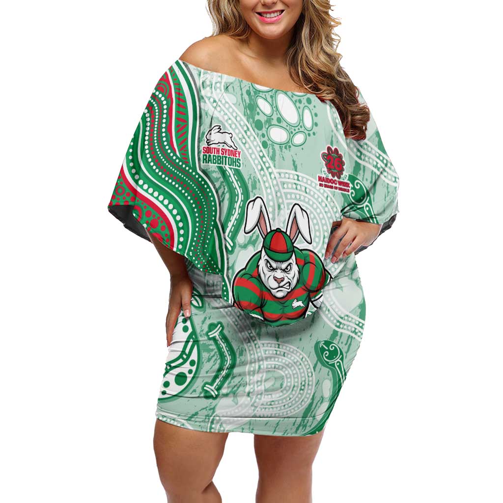 South Sydney Rabbitohs NAIDOC Week 2026 Off Shoulder Short Dress First Nations of Australia Aboriginal Mascot Rugby