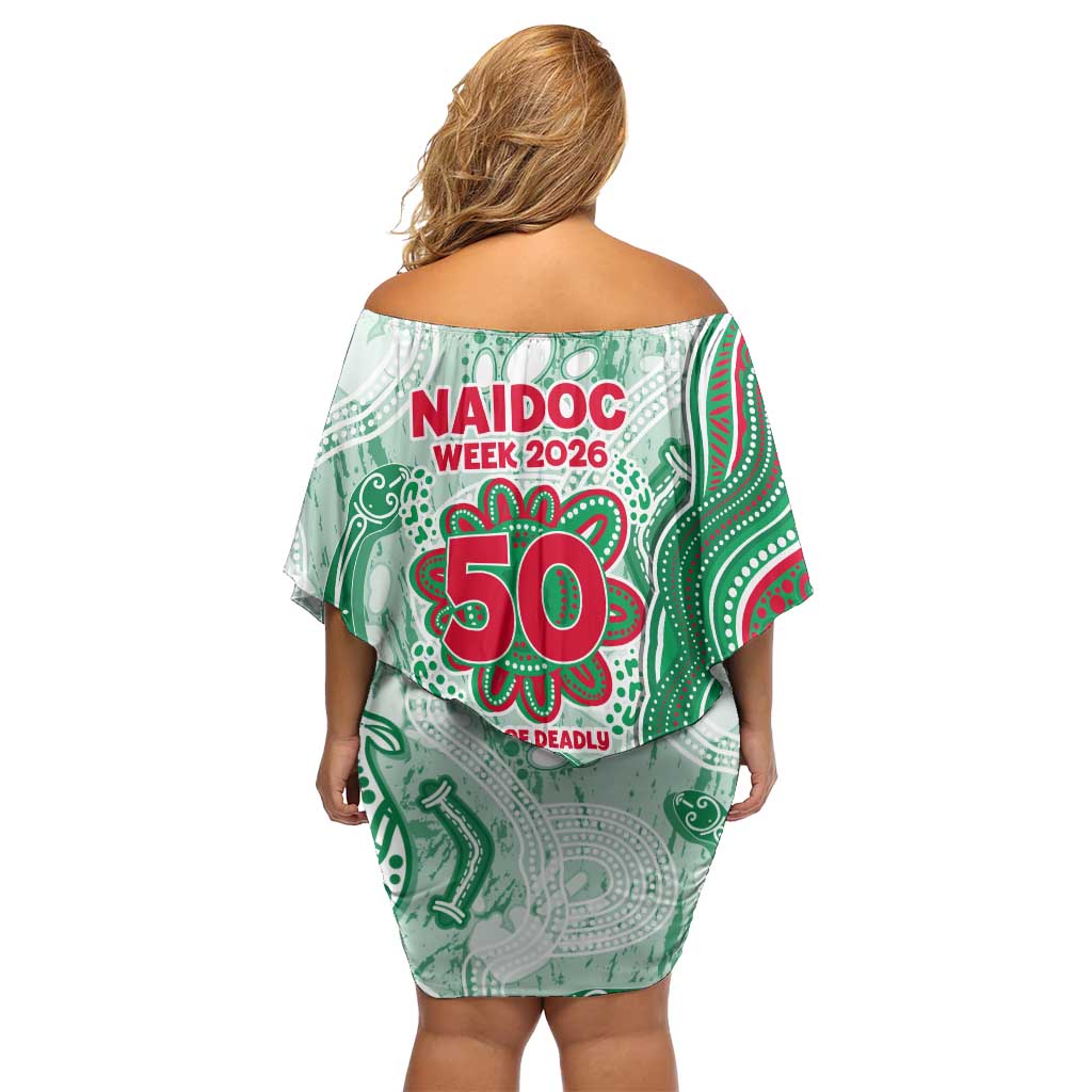 South Sydney Rabbitohs NAIDOC Week 2026 Off Shoulder Short Dress First Nations of Australia Aboriginal Mascot Rugby