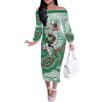 South Sydney Rabbitohs NAIDOC Week 2026 Off The Shoulder Long Sleeve Dress First Nations of Australia Aboriginal Mascot Rugby