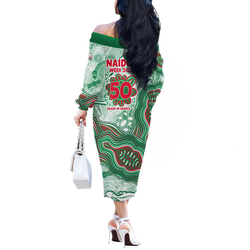 South Sydney Rabbitohs NAIDOC Week 2026 Off The Shoulder Long Sleeve Dress First Nations of Australia Aboriginal Mascot Rugby