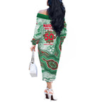South Sydney Rabbitohs NAIDOC Week 2026 Off The Shoulder Long Sleeve Dress First Nations of Australia Aboriginal Mascot Rugby