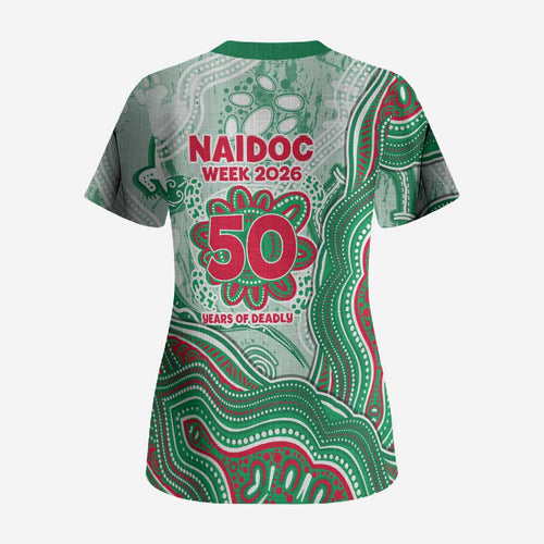 South Sydney Rabbitohs NAIDOC Week 2026 Scrub Top First Nations of Australia Aboriginal Mascot Rugby