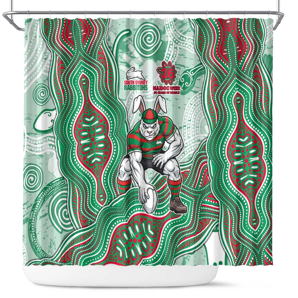 South Sydney Rabbitohs NAIDOC Week 2026 Shower Curtain First Nations of Australia Aboriginal Mascot Rugby