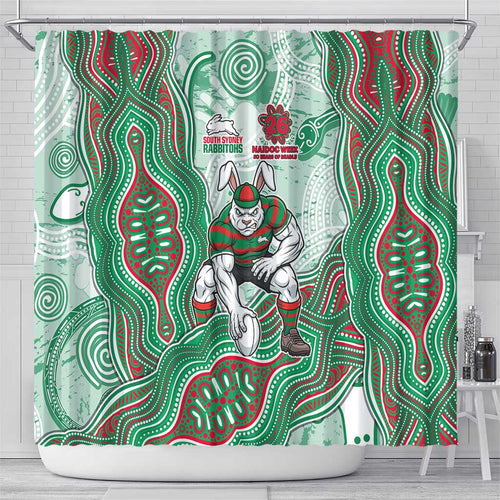 South Sydney Rabbitohs NAIDOC Week 2026 Shower Curtain First Nations of Australia Aboriginal Mascot Rugby