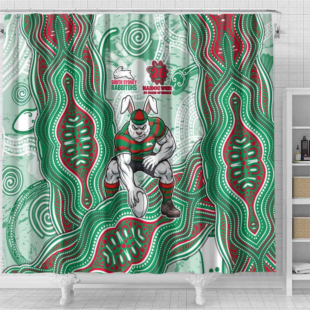 South Sydney Rabbitohs NAIDOC Week 2026 Shower Curtain First Nations of Australia Aboriginal Mascot Rugby