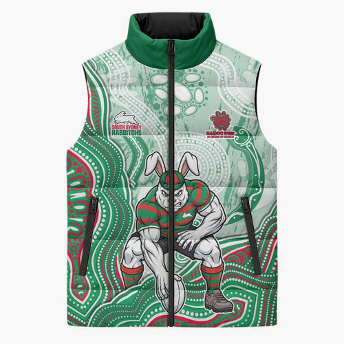 South Sydney Rabbitohs NAIDOC Week 2026 Sleeveless Puffer Jacket First Nations of Australia Aboriginal Mascot Rugby