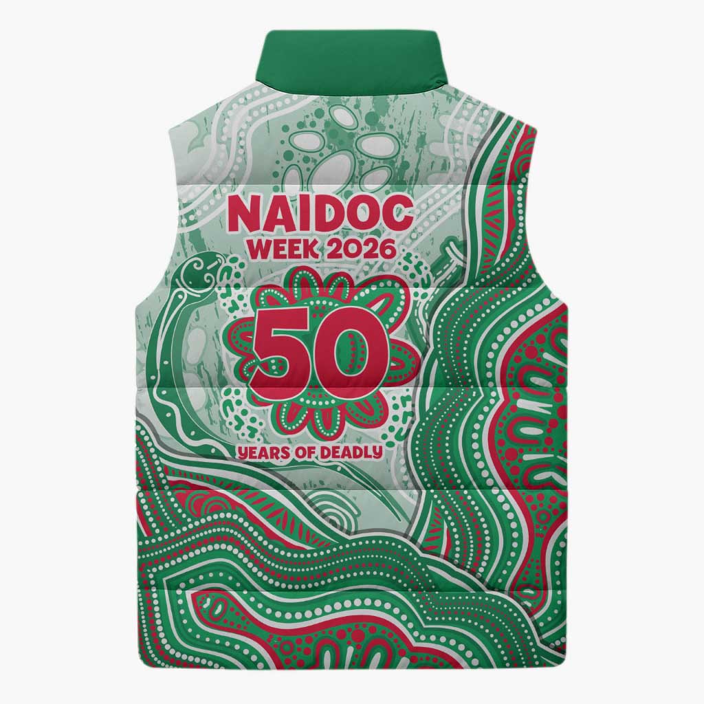 South Sydney Rabbitohs NAIDOC Week 2026 Sleeveless Puffer Jacket First Nations of Australia Aboriginal Mascot Rugby