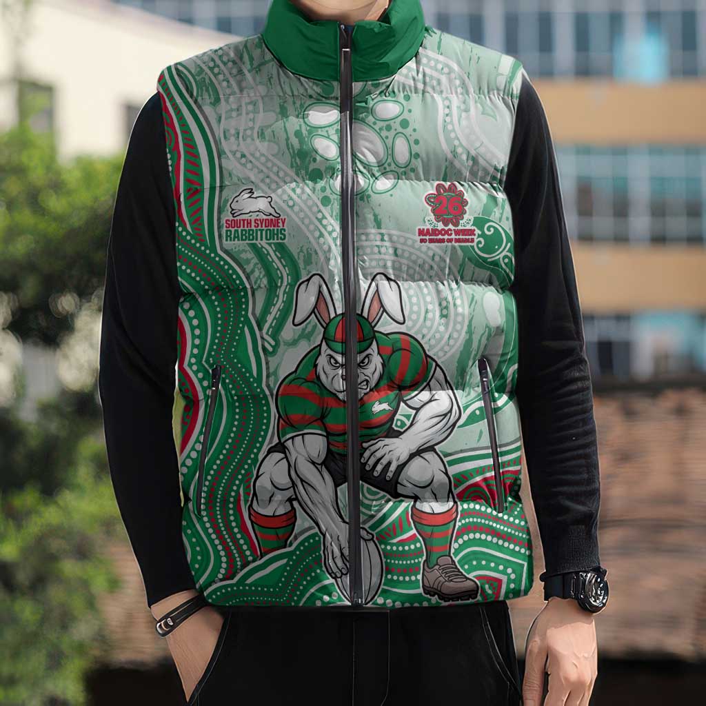 South Sydney Rabbitohs NAIDOC Week 2026 Sleeveless Puffer Jacket First Nations of Australia Aboriginal Mascot Rugby