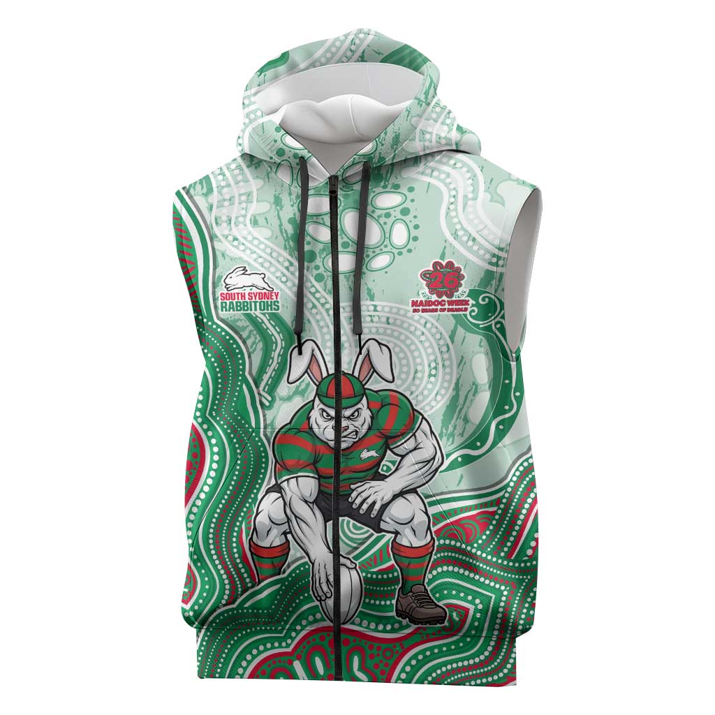 South Sydney Rabbitohs NAIDOC Week 2026 Sleeveless Zip Hoodie First Nations of Australia Aboriginal Mascot Rugby