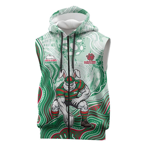 South Sydney Rabbitohs NAIDOC Week 2026 Sleeveless Zip Hoodie First Nations of Australia Aboriginal Mascot Rugby
