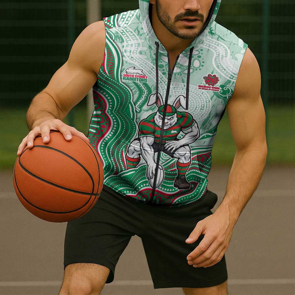South Sydney Rabbitohs NAIDOC Week 2026 Sleeveless Zip Hoodie First Nations of Australia Aboriginal Mascot Rugby